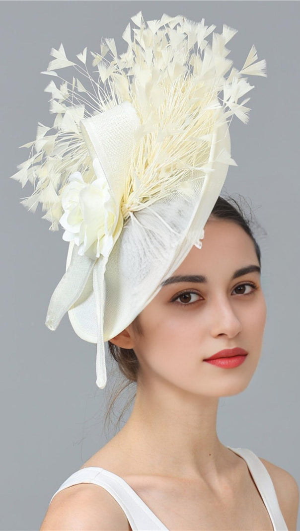 AIIZIE CREAM ELEGANT FEATHER FASCINATORS - product image