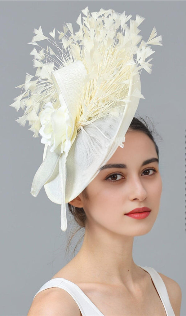 CREAM ELEGANT FEATHER FASCINATORS