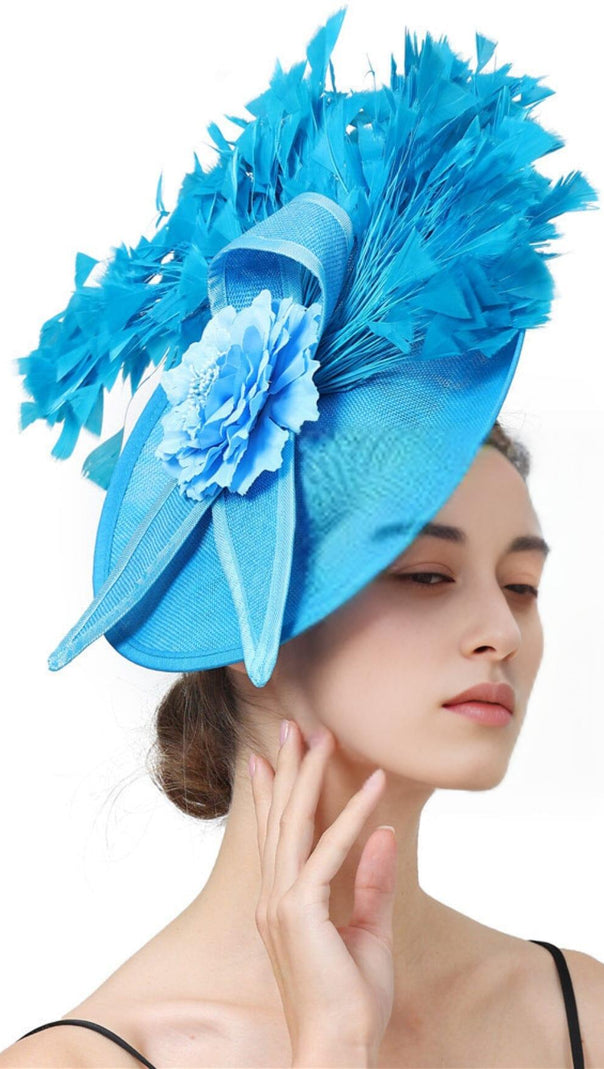 AIIZIE BLUE ELEGANT FEATHER FASCINATORS - product image