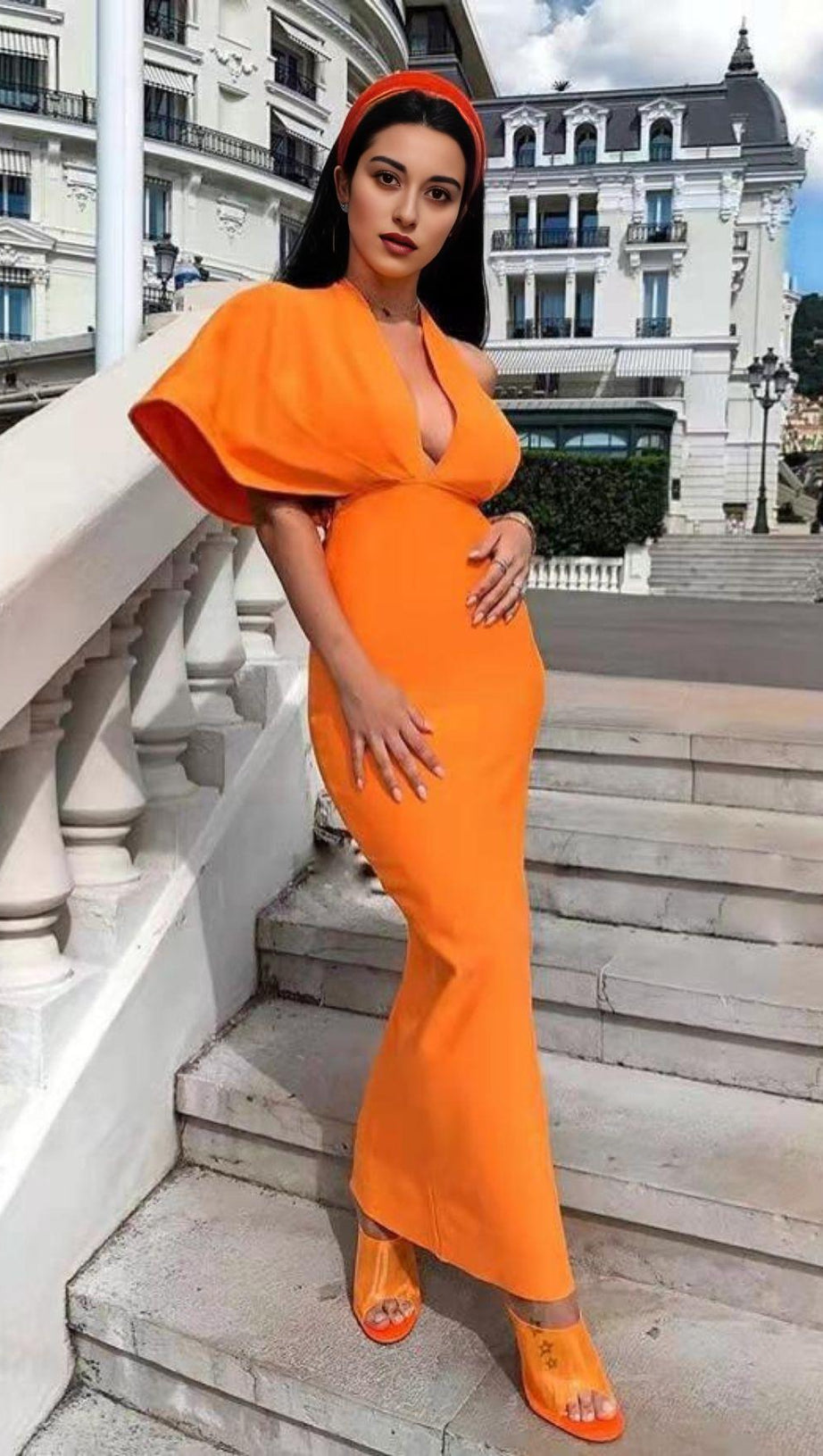 BANDAGE MAXI DRESS IN ORANGE