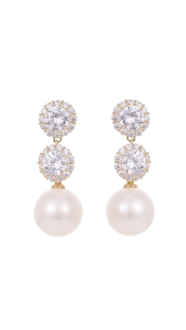 AIIZIE PEARL EARRINGS WITH ZIRCON FLOWERS - product image