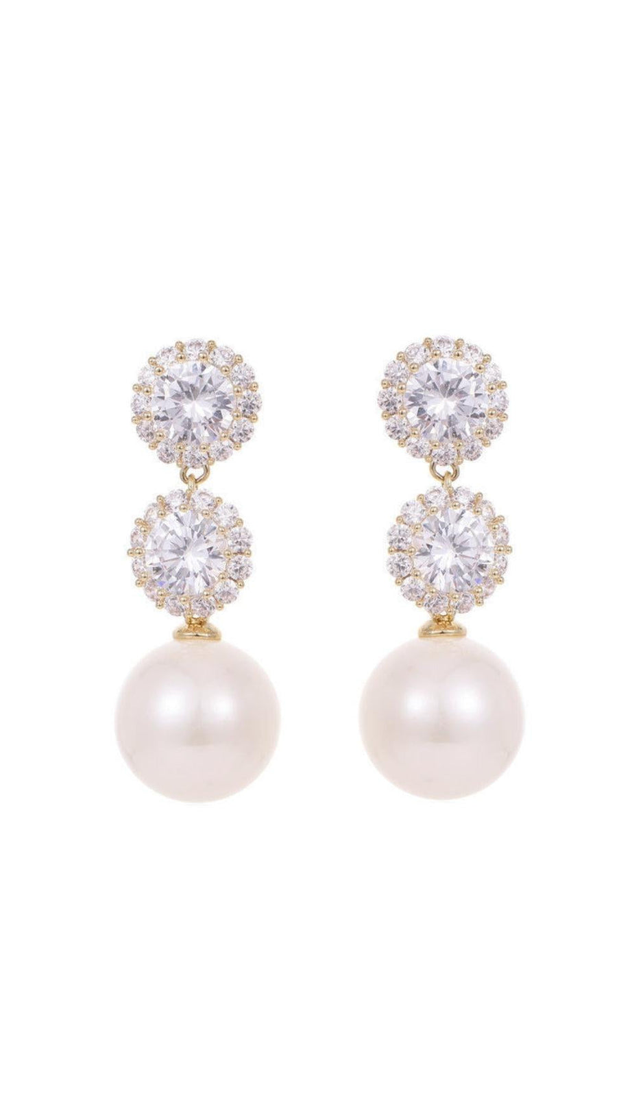 PEARL EARRINGS WITH ZIRCON FLOWERS