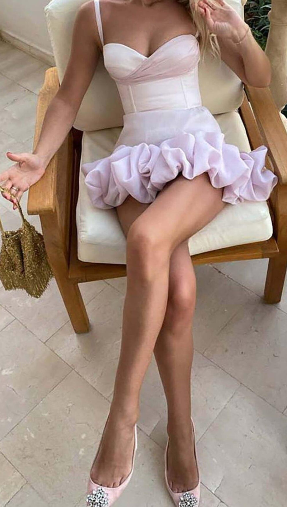 RUFFLED CORSET MINI DRESS