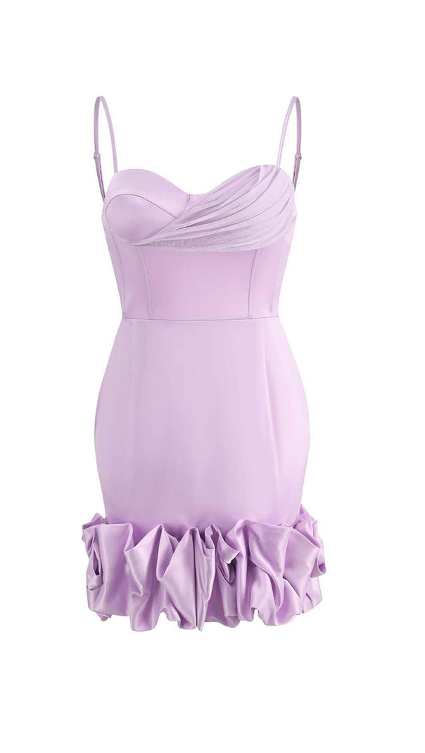 AIIZIE RUFFLED CORSET MINI DRESS IN PURPLE - product image