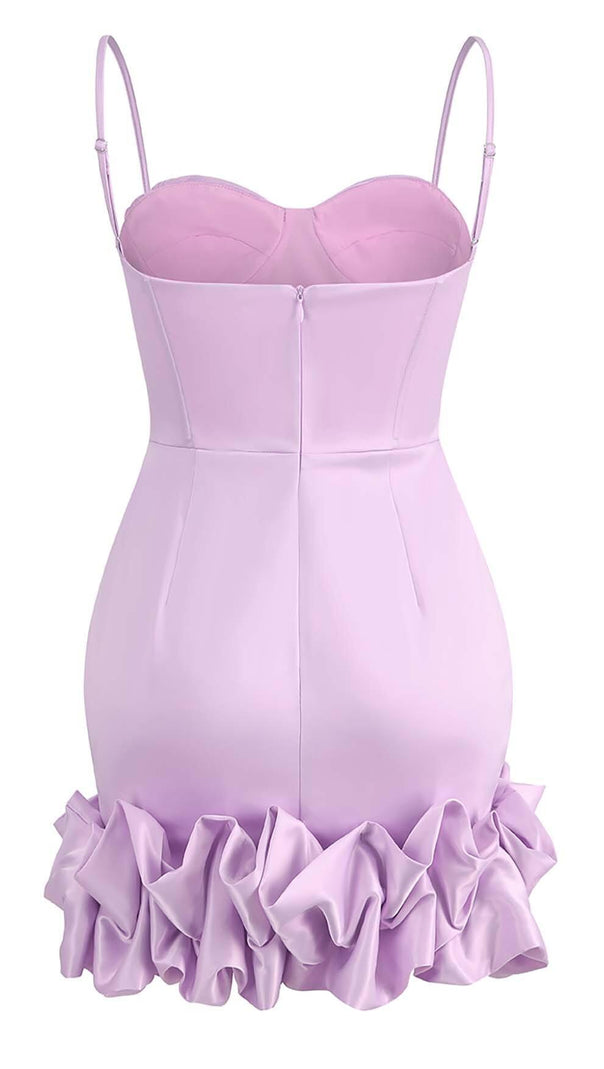 AIIZIE RUFFLED CORSET MINI DRESS IN PURPLE - product image
