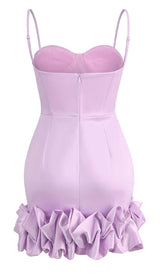 RUFFLED CORSET MINI DRESS IN PURPLE