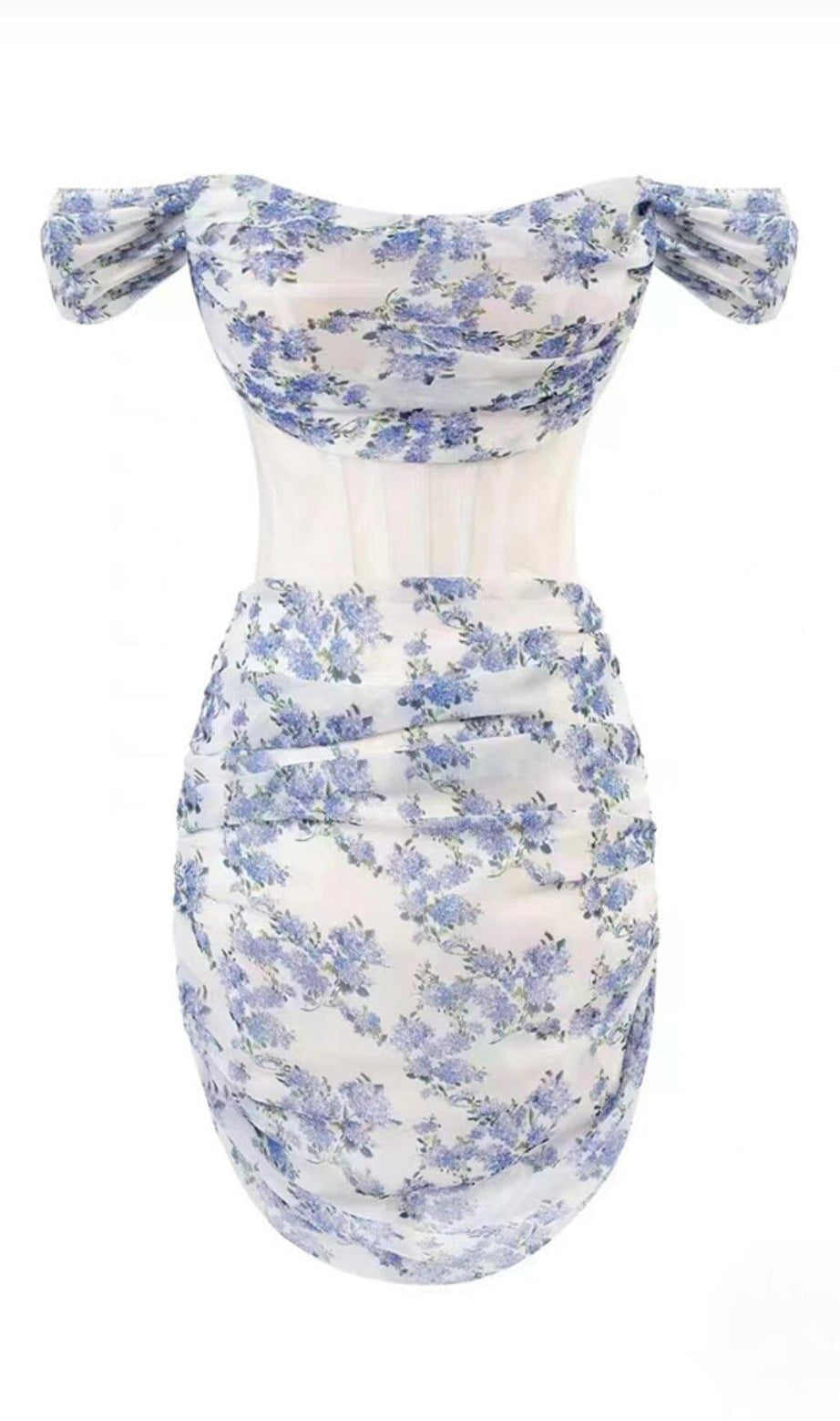 KORSETT-MINIKLEID MIT BLUMENPRINT UND FLIEDERBLÜTEN