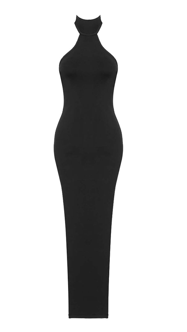 AIIZIE HALTER BACKLESS BANDAGE MIDI DRESS IN BLACK - product image