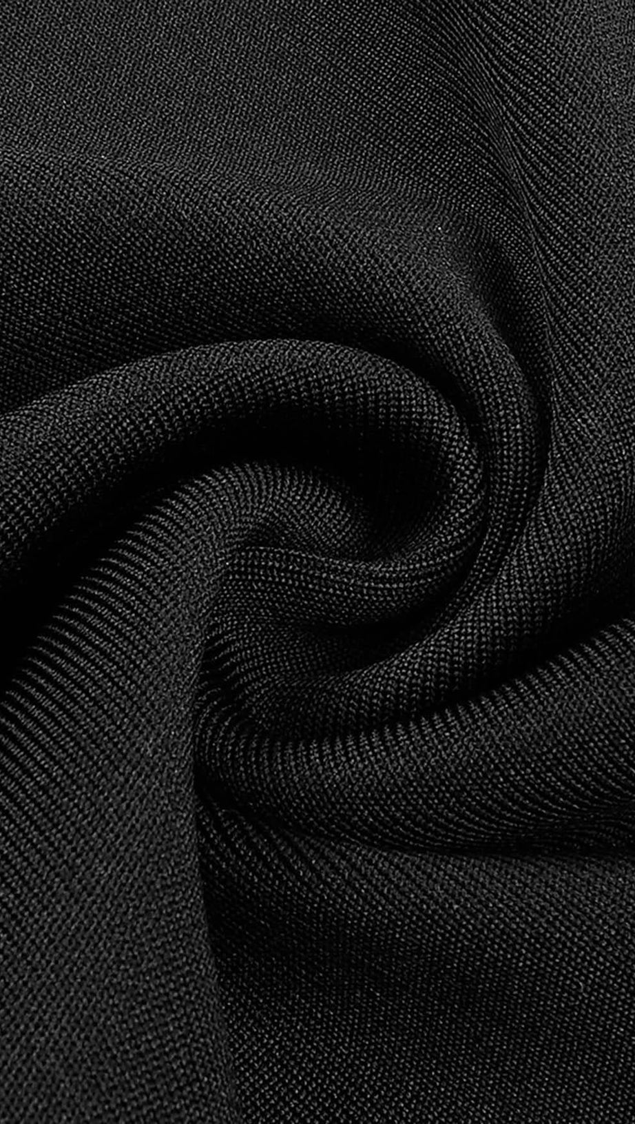 ABITO MIDI CON BENDAGGIO E SCHIENA SENZA COLLO AL VOLTO IN NERO