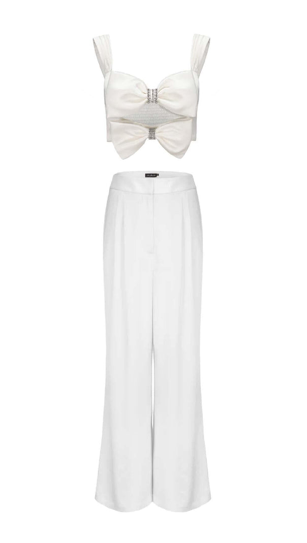 AIIZIE BOW-EMBELLISHED TWO-PIECE SUIT IN WHITE - product image