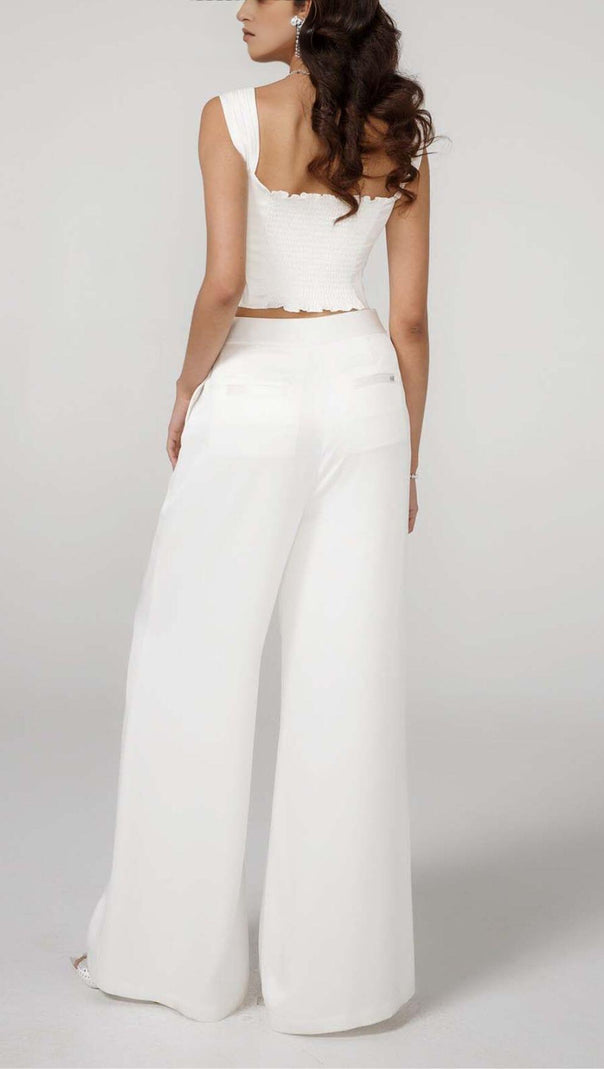 AIIZIE BOW-EMBELLISHED TWO-PIECE SUIT IN WHITE - product image