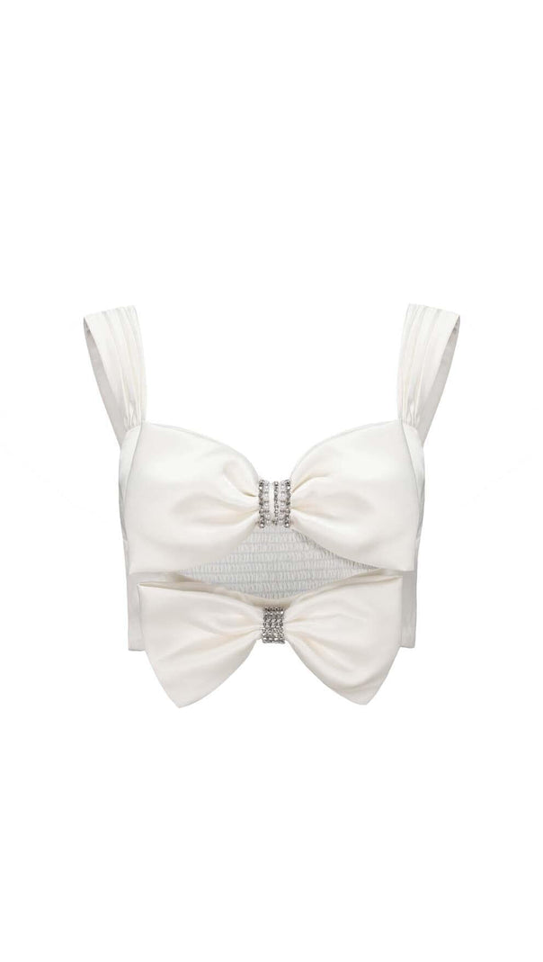 AIIZIE BOW-EMBELLISHED TWO-PIECE SUIT IN WHITE - product image