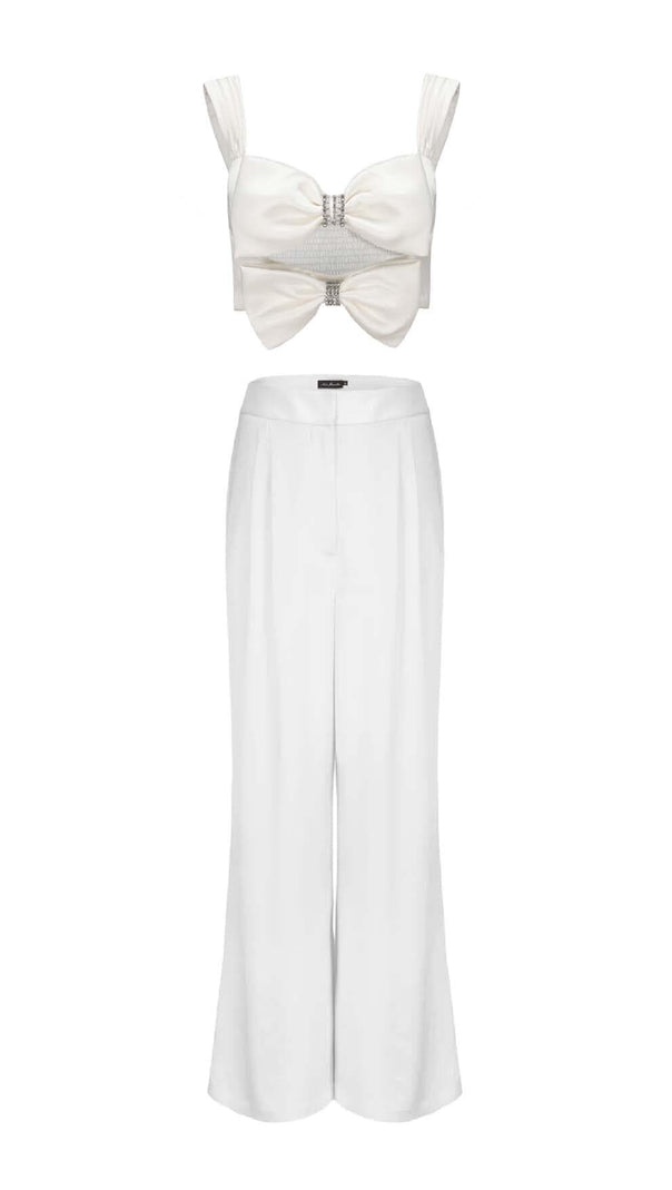 AIIZIE BOW-EMBELLISHED TWO-PIECE SUIT IN WHITE - product image