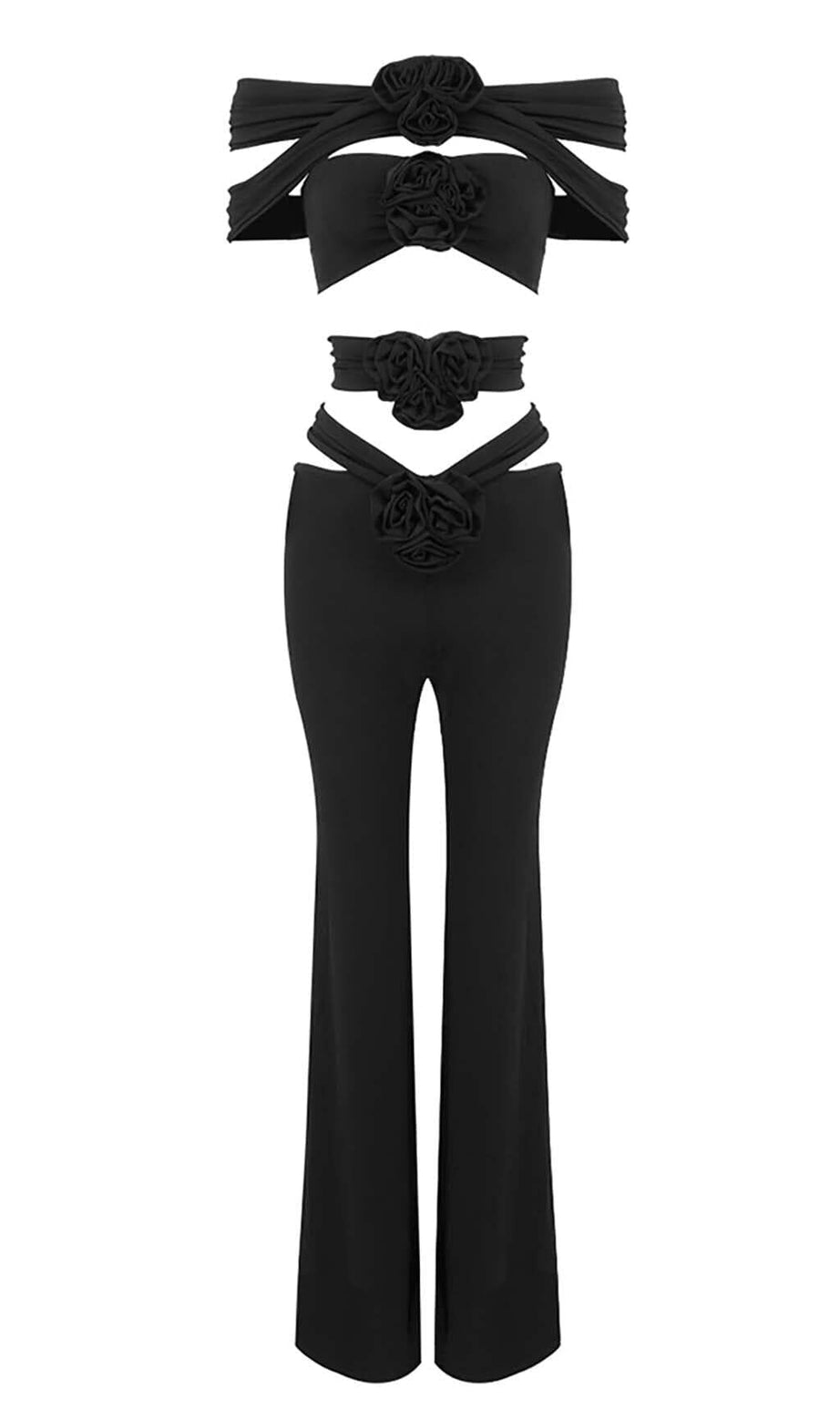 JUMPSUIT MIT 3D-BLUMENVERZIERUNG IN SCHWARZ