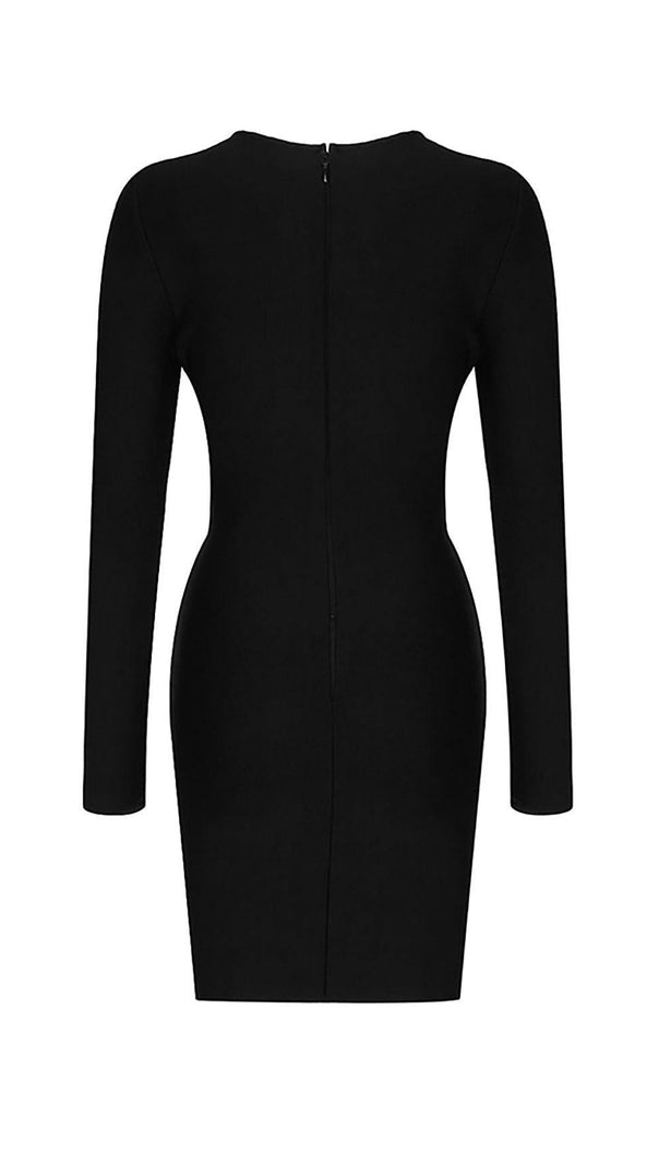 AIIZIE SEQUIN CUT OUT BANDAGE MINI DRESS IN BLACK - product image