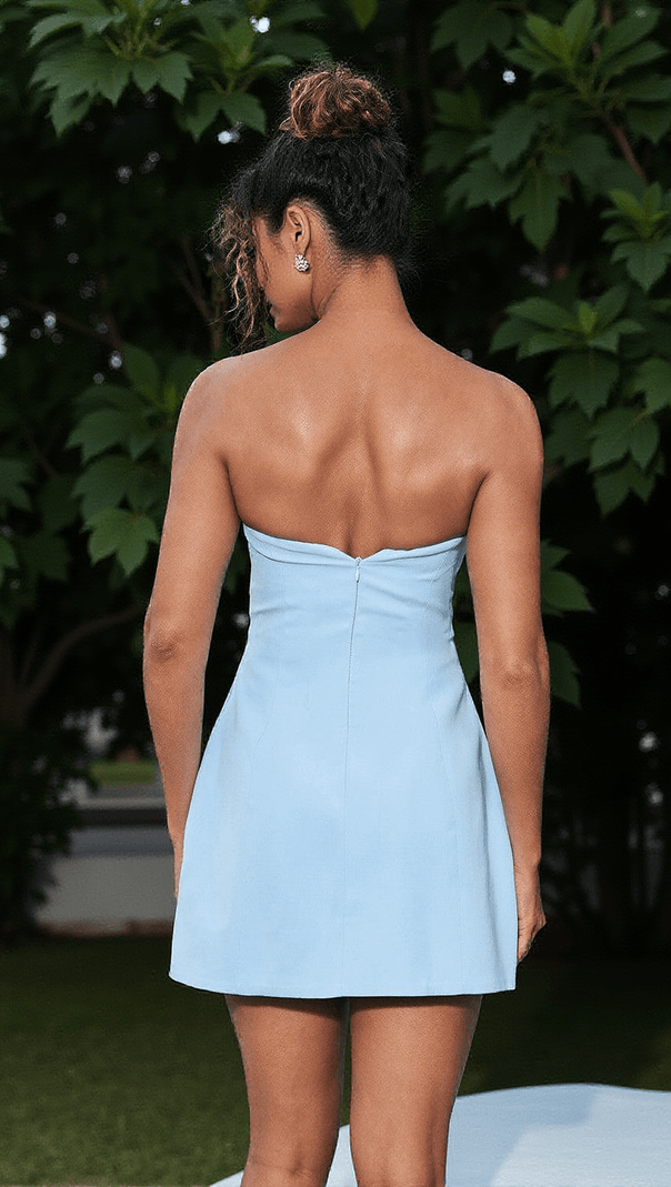 AIIZIE KINSLEY STRAPLESS CUTOUT MINI DRESS IN BLUE - product image