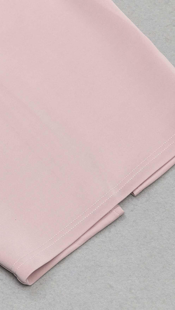 ABITO MIDII CON FASCE APPLICATE IN ROSA PALLIDO