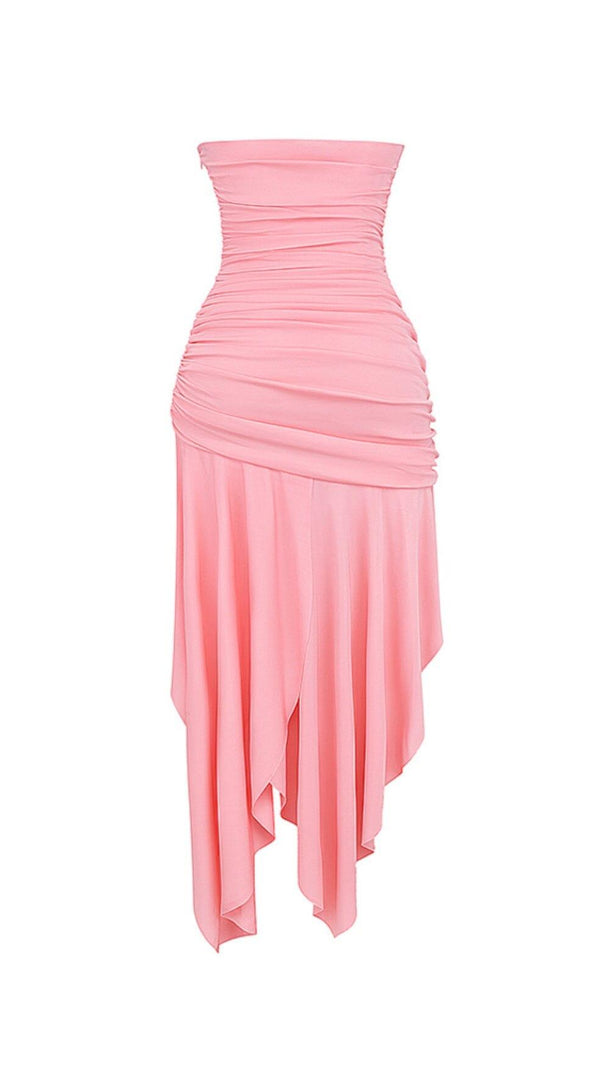 AIIZIE APRICOT GATHERED ASYMMETRIC DRESS - product image