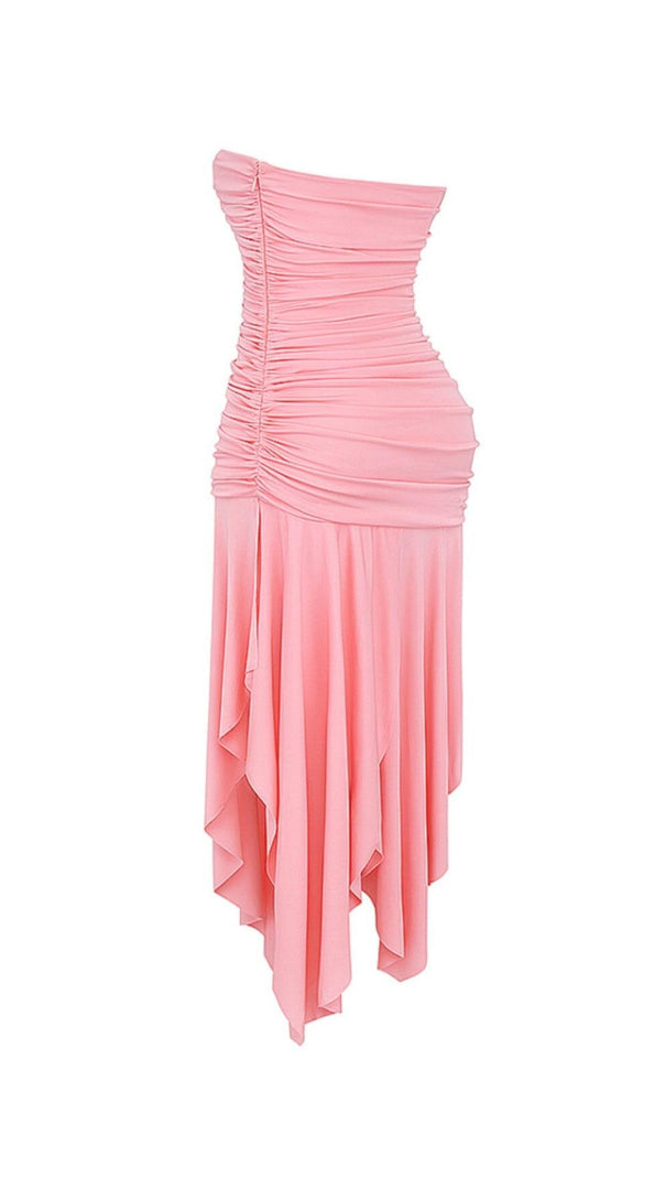 AIIZIE APRICOT GATHERED ASYMMETRIC DRESS - product image