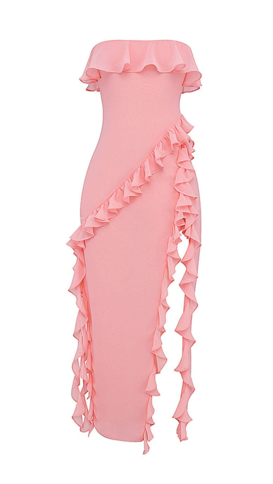 APRICOT RUFFLE MAXI DRESS