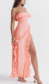 APRICOT RUFFLE MAXI DRESS