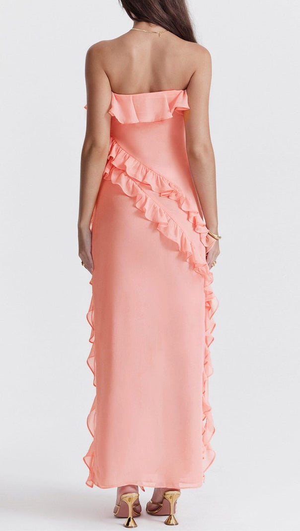 AIIZIE APRICOT RUFFLE MAXI DRESS - product image