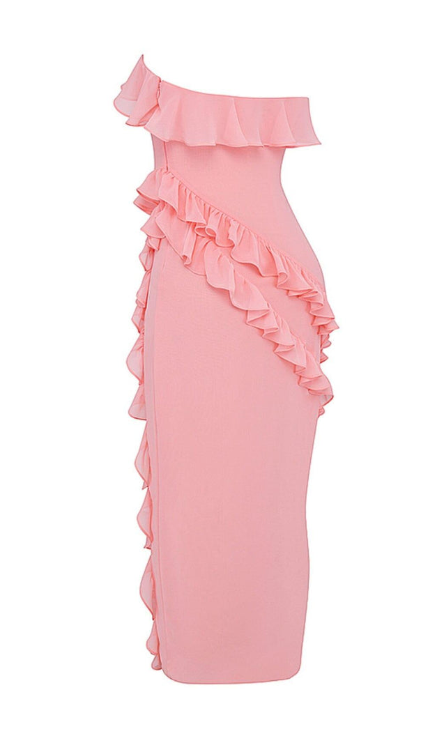 AIIZIE APRICOT RUFFLE MAXI DRESS - product image