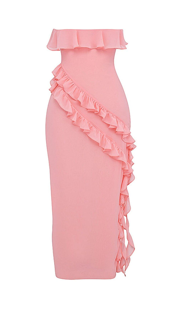 AIIZIE APRICOT RUFFLE MAXI DRESS - product image