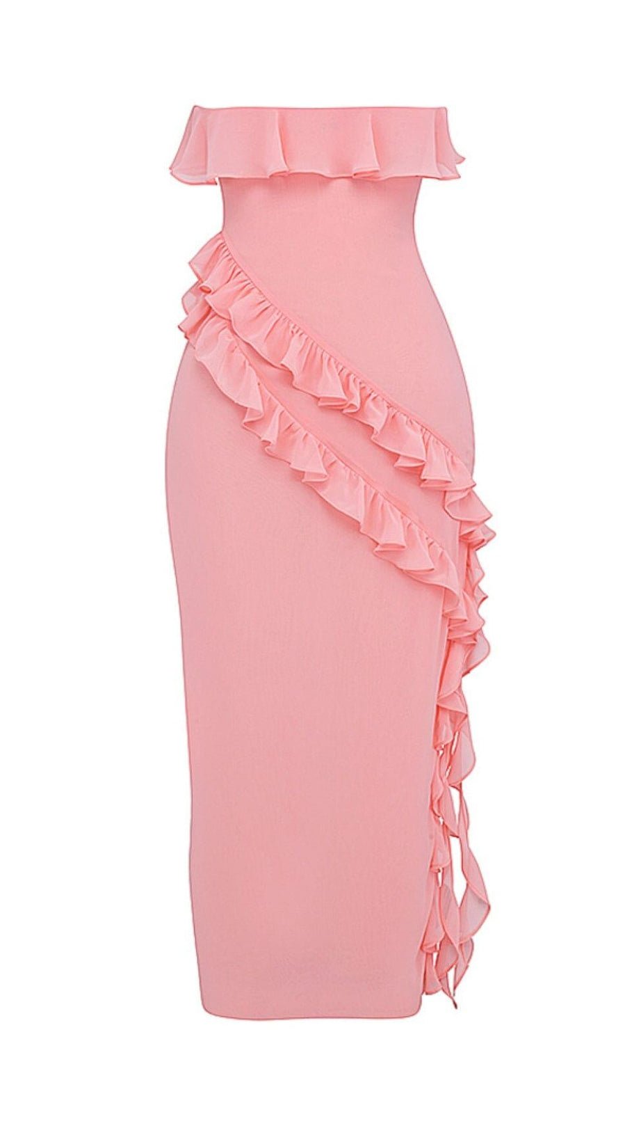 APRICOT RUFFLE MAXI DRESS