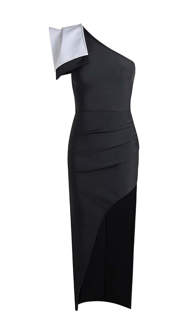 AIIZIE ASYMMETRIC DIAMOND HIGH-LOW DRESS IN BLACK - product image