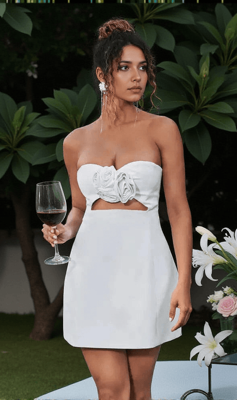 Kinsley Strapless Cutout Mini Dress In White