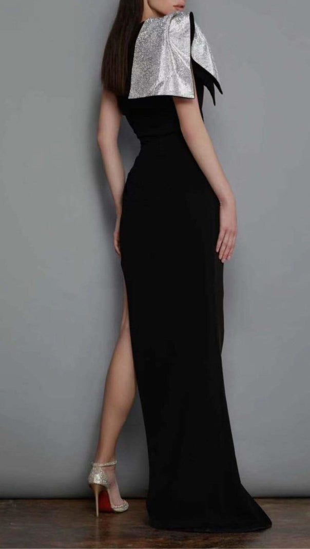 AIIZIE ASYMMETRIC DIAMOND HIGH-LOW DRESS IN BLACK - product image