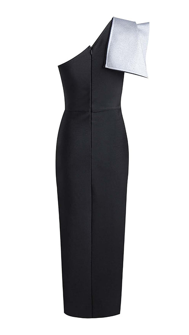 AIIZIE ASYMMETRIC DIAMOND HIGH-LOW DRESS IN BLACK - product image