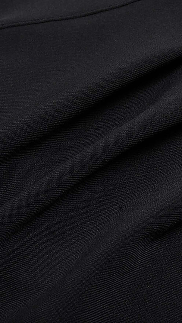 Asymmetric Diamond High-Low Dress in Black