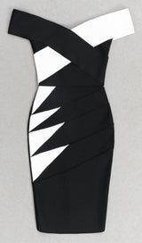 ASYMMETRIC RIB COLOURBLOCK MINI DRESS