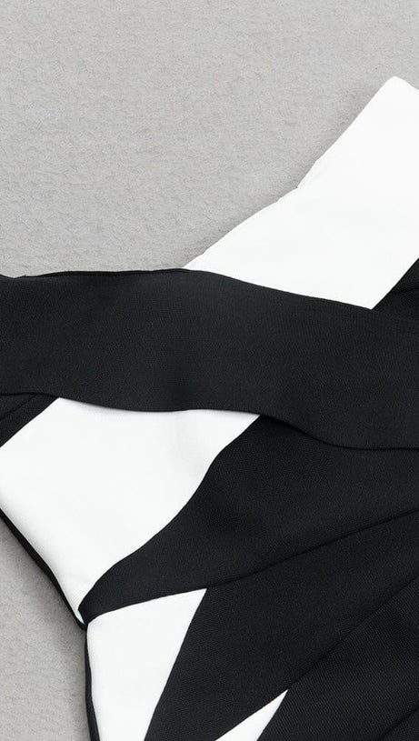 ASYMMETRIC RIB COLOURBLOCK MINI DRESS