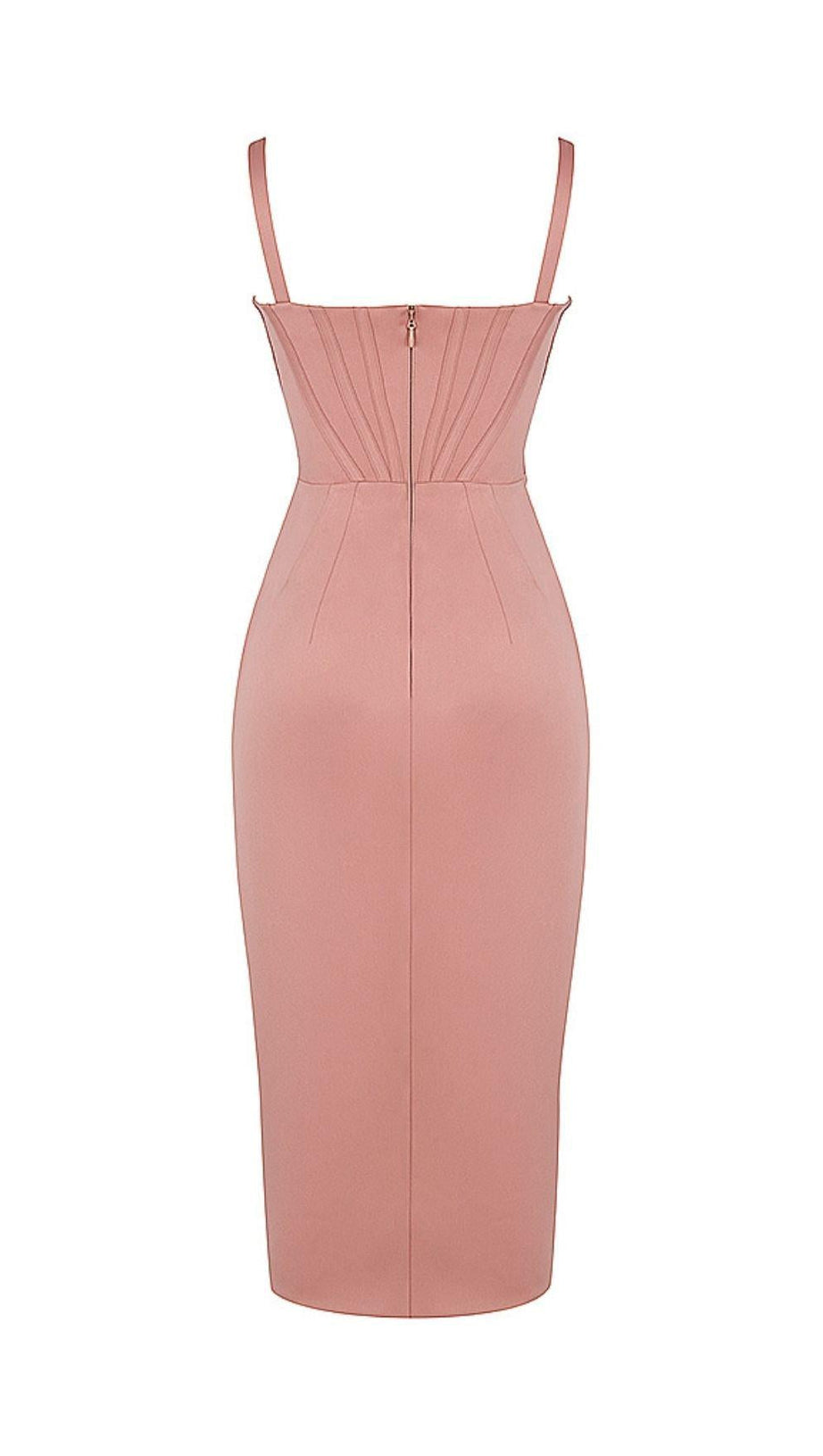 SATIN-KORSETT-MIDIKLEID IN ROSETTE