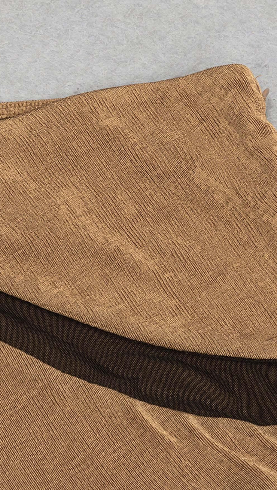 ASYMMETRICAL PATTERN MESH JUMPSUIT IN BROWN