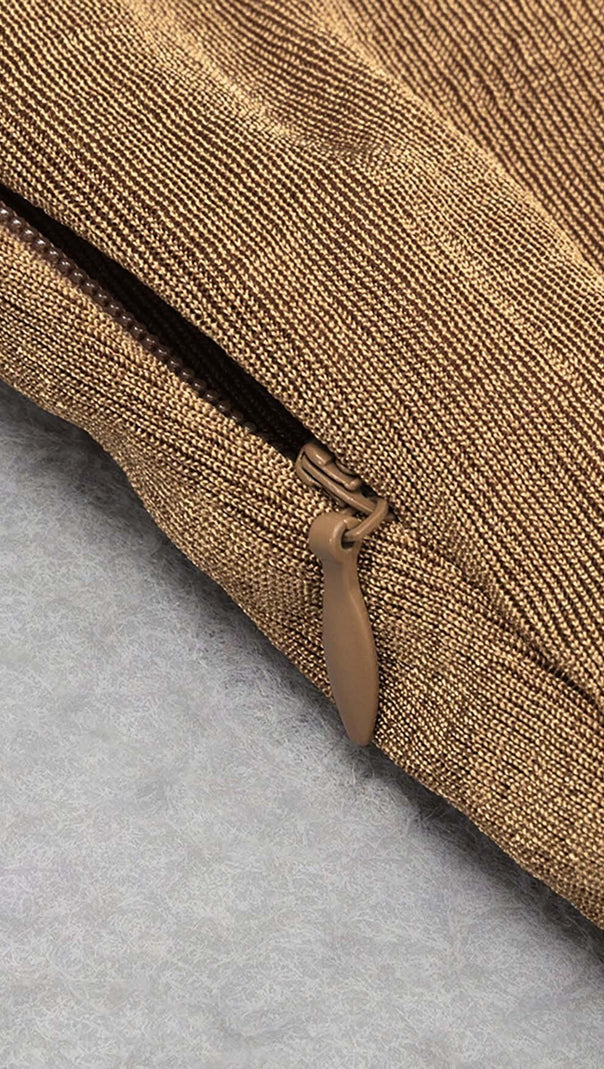 Asymmetrical Pattern Mesh Jumpsuit in Brown