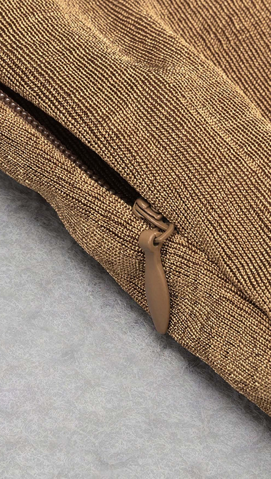 ASYMMETRICAL PATTERN MESH JUMPSUIT IN BROWN