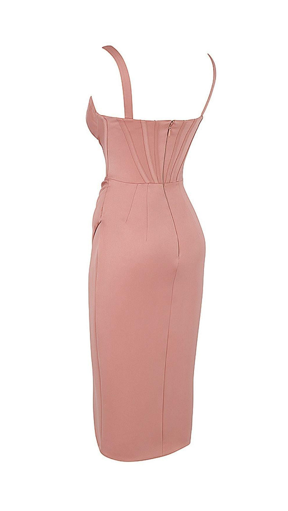 SATIN-KORSETT-MIDIKLEID IN ROSETTE