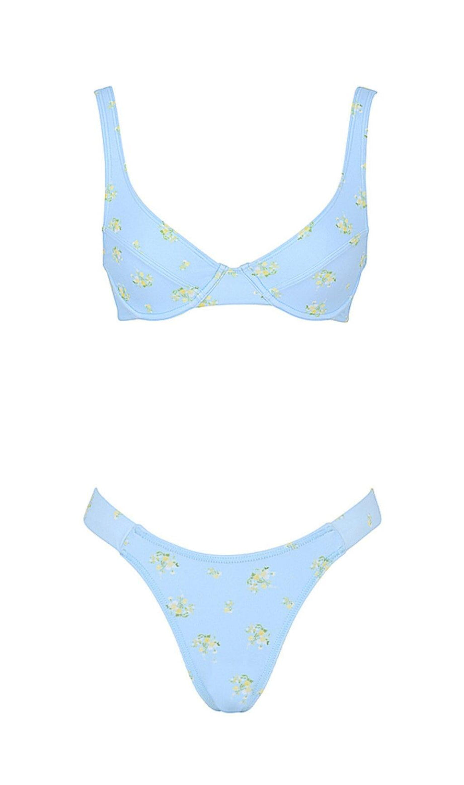 BIKINI CON STAMPA FLOREALE AZZURRO