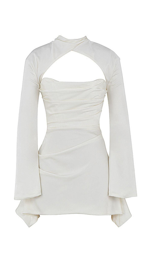 AIIZIE IVORY DRAPE CUT OUT MINI DRESS - product image