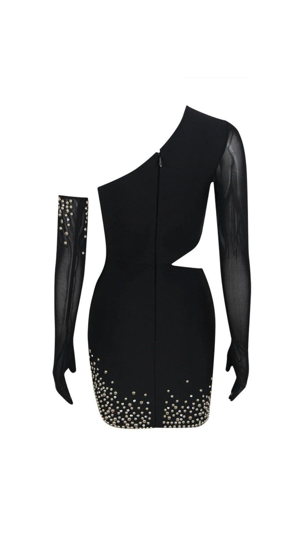 AIIZIE BANDAGE CUTOUT STUDDED MINI DRESS IN BLACK - product image