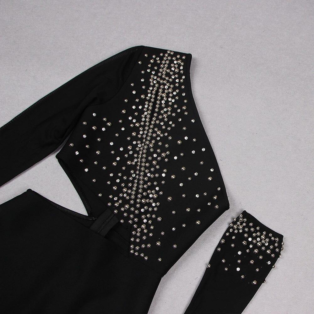 AIIZIE BANDAGE CUTOUT STUDDED MINI DRESS IN BLACK - product image