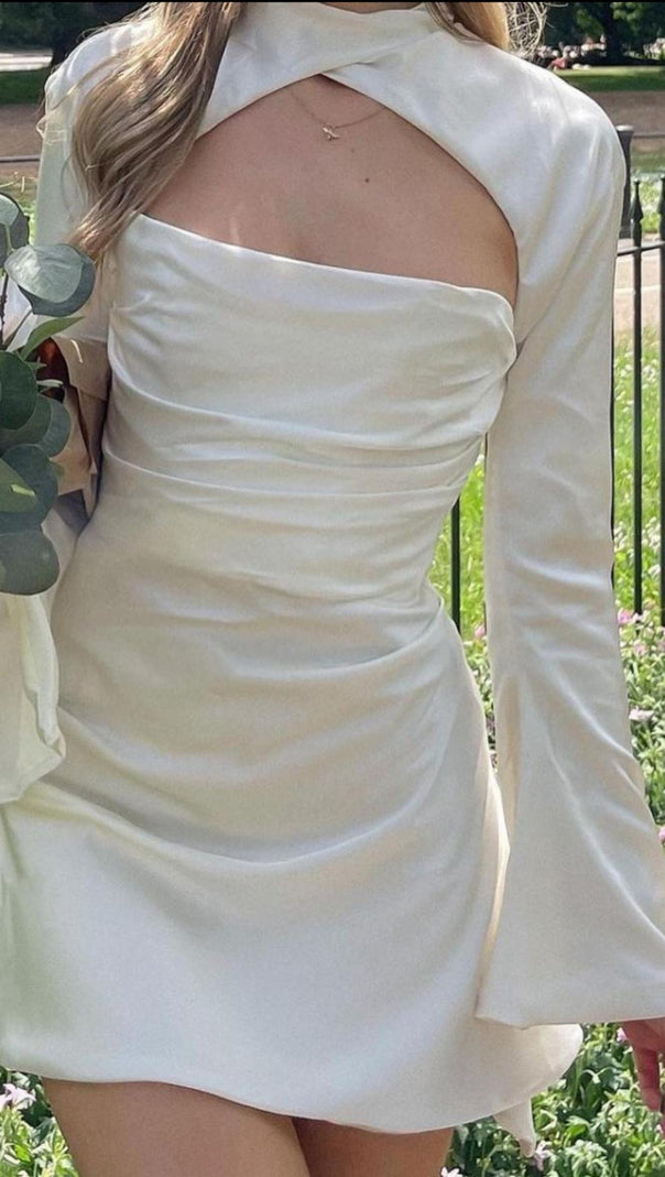 AIIZIE IVORY DRAPE CUT OUT MINI DRESS - product image