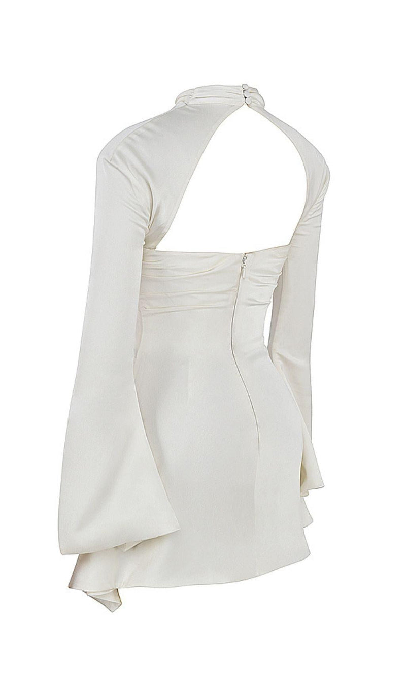 IVORY DRAPE CUT OUT MINI DRESS