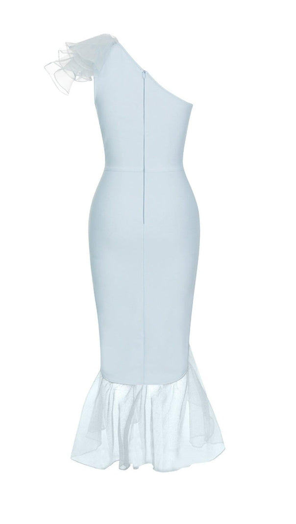 AIIZIE BANDAGE ONE-SHOULDER MIDI DRESS IN LIGHT BLUE - product image