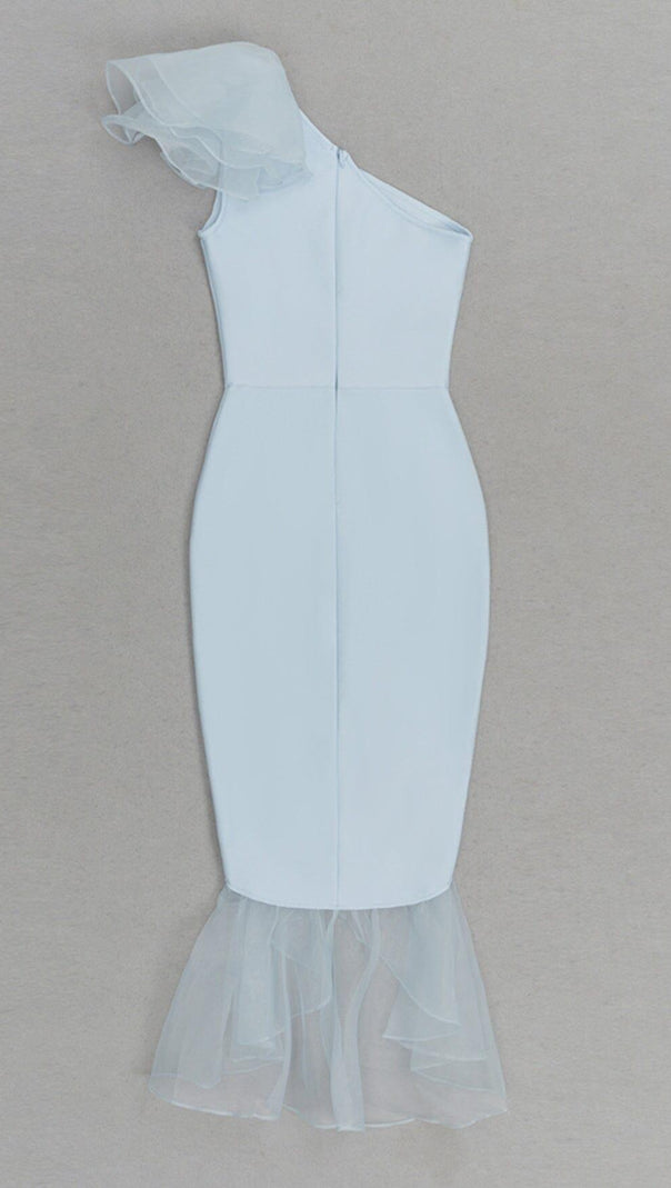 AIIZIE BANDAGE ONE-SHOULDER MIDI DRESS IN LIGHT BLUE - product image