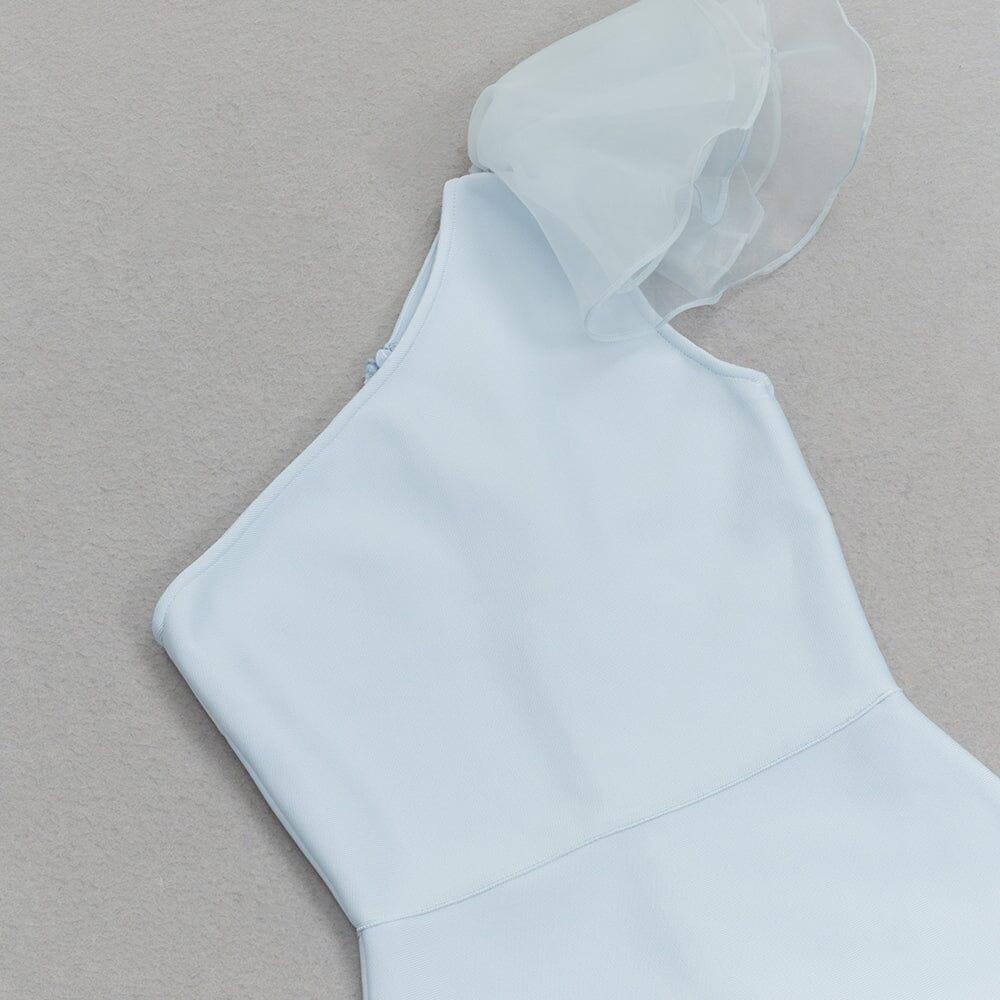 ABITO MIDI MONOSPALLA BANDAGE AZZURRO